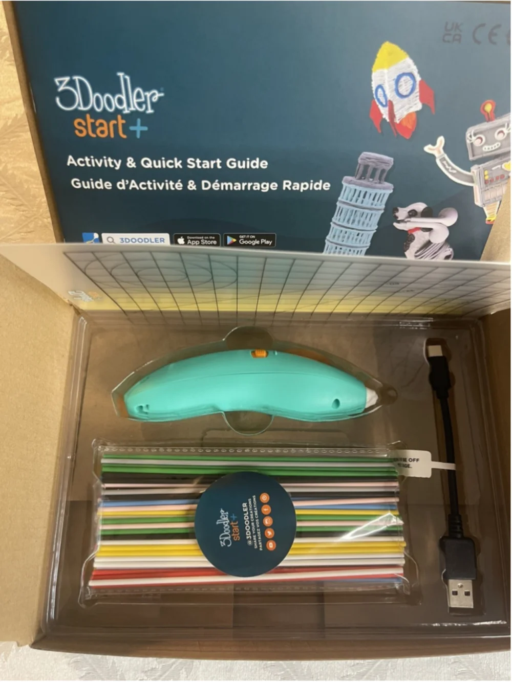 3Doodler Start + Essentials 3D Printing Pen Set Light Blue Gently Used